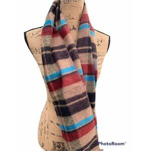 🌸3/$15🌸Plaid Warm Scarf Brown, Red, and Turquoise 60" Long